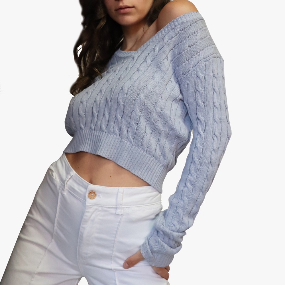 Brandy Melville Cropped V-Neck Leigh Sweater
